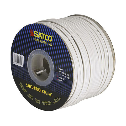 Satco 93-126 Lamp And Lighting Bulk Wire 18/2 SPT-2 105C 250 Foot/Spool White