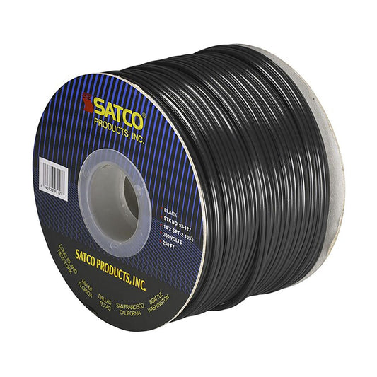 Satco 93-127 Lamp And Lighting Bulk Wire 18/2 SPT-2 105C 250 Foot/Spool Black