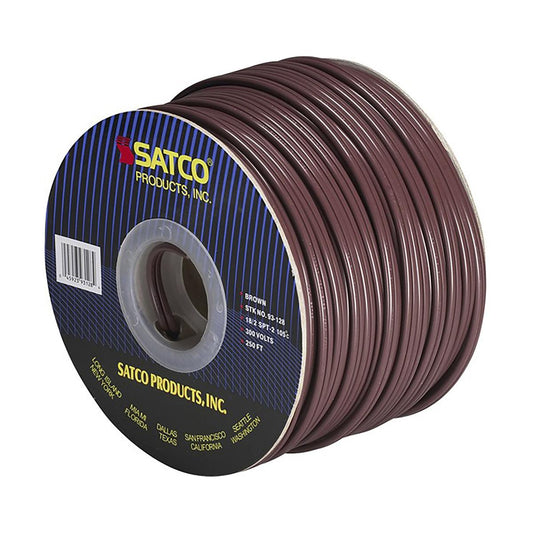Satco 93-128 Lamp And Lighting Bulk Wire 18/2 SPT-2 105C 250 Foot/Spool Brown