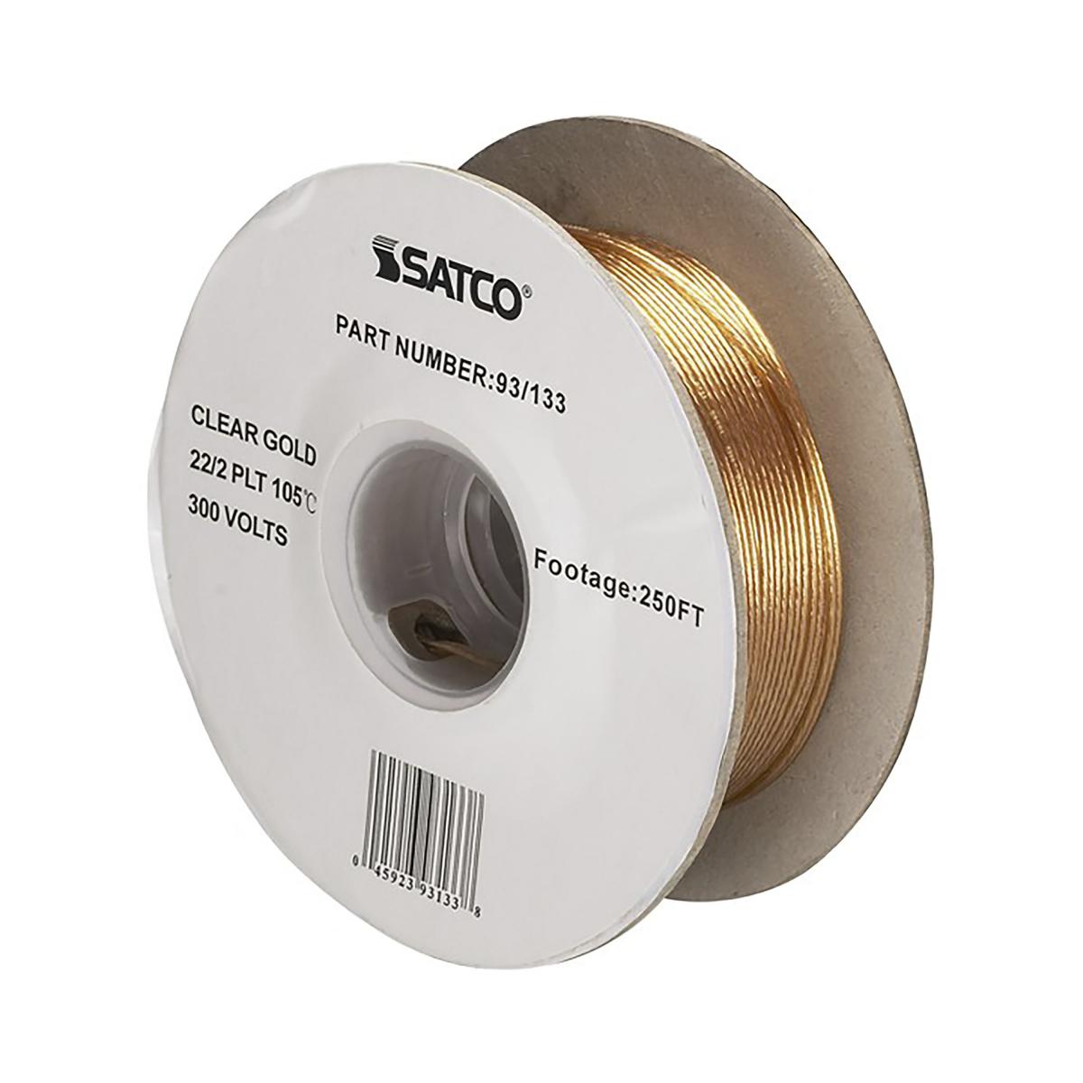 Satco 93-133 Lamp And Lighting Bulk Wire 22/2 SPT-1 105C Wire 250 Foot/Spool Clear Gold