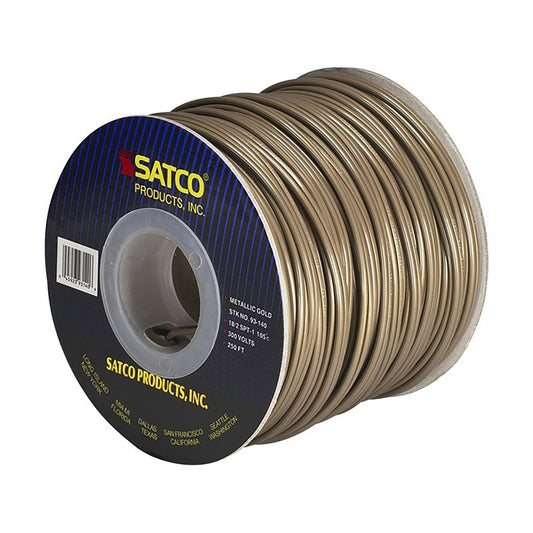 Satco 93-140 Lamp And Lighting Bulk Wire 18/2 SPT-1 105C 250 Foot/Spool Metallic Gold