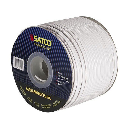 Satco 93-141 Lamp And Lighting Bulk Wire 16/2 SPT-2 105C 250 Foot/Spool White