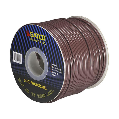 Satco 93-142 Lamp And Lighting Bulk Wire 16/2 SPT-2 105C 250 Foot/Spool Brown