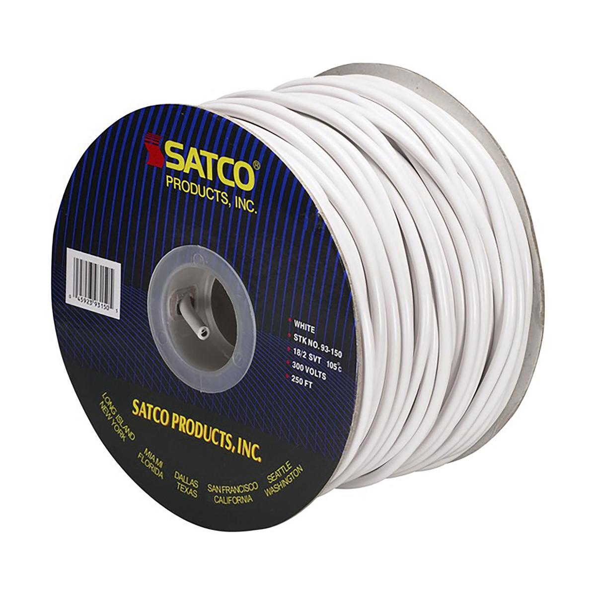 Satco 93-150 Pulley Bulk Wire 18/2 SVT 105C Pulley Cord 250 Foot/Spool White