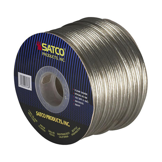 Satco 93-168 Lamp And Lighting Bulk Wire 18/2 SPT-2 105C 250 Foot/Spool Clear Silver
