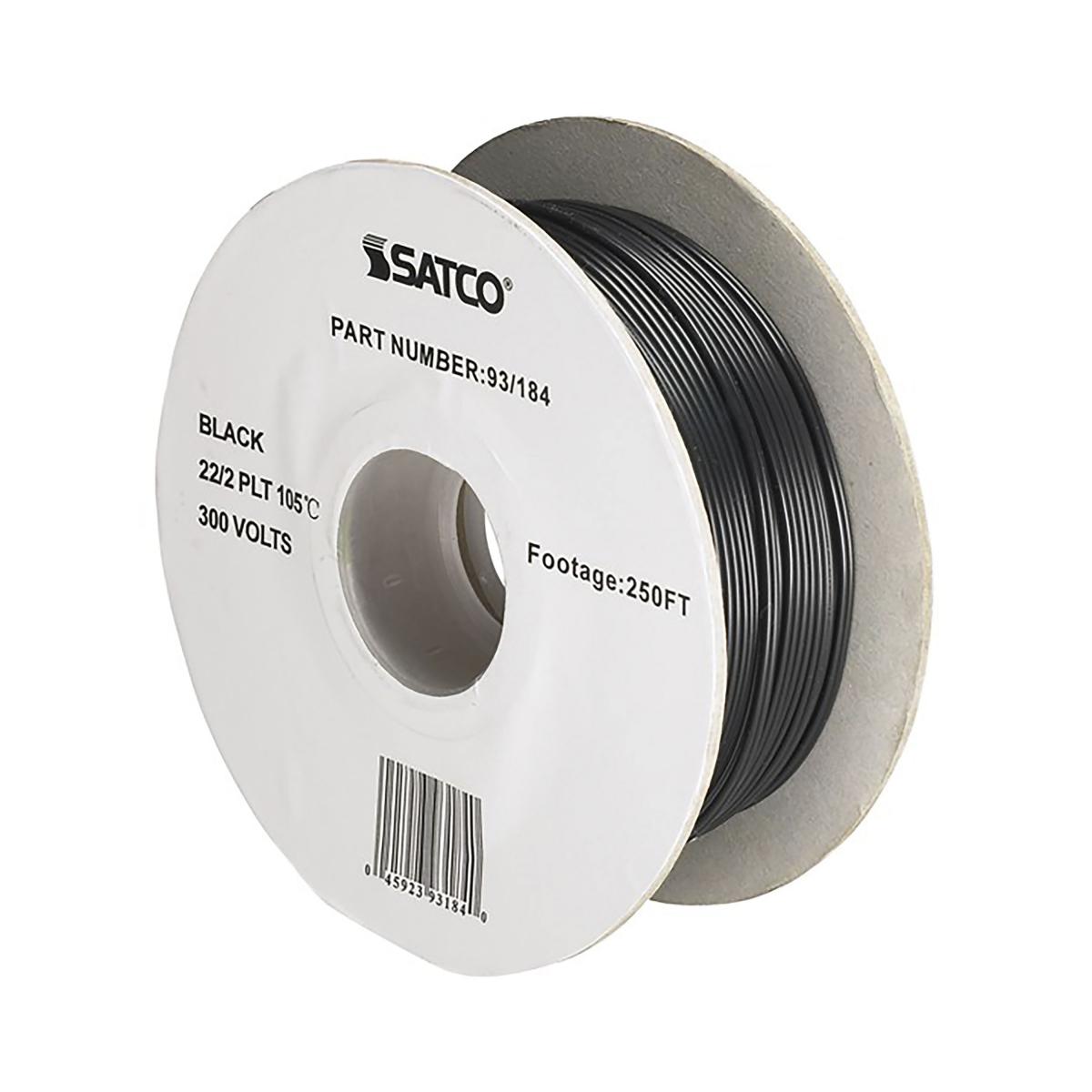 Satco 93-184 Lamp And Lighting Bulk Wire 22/2 SPT-1 105C 250 Foot/Spool Black