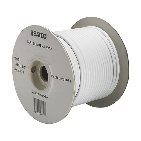 Satco 93-312 Pulley Bulk Wire 18/2 SJT 105C Pulley Cord 250 Foot/Spool White