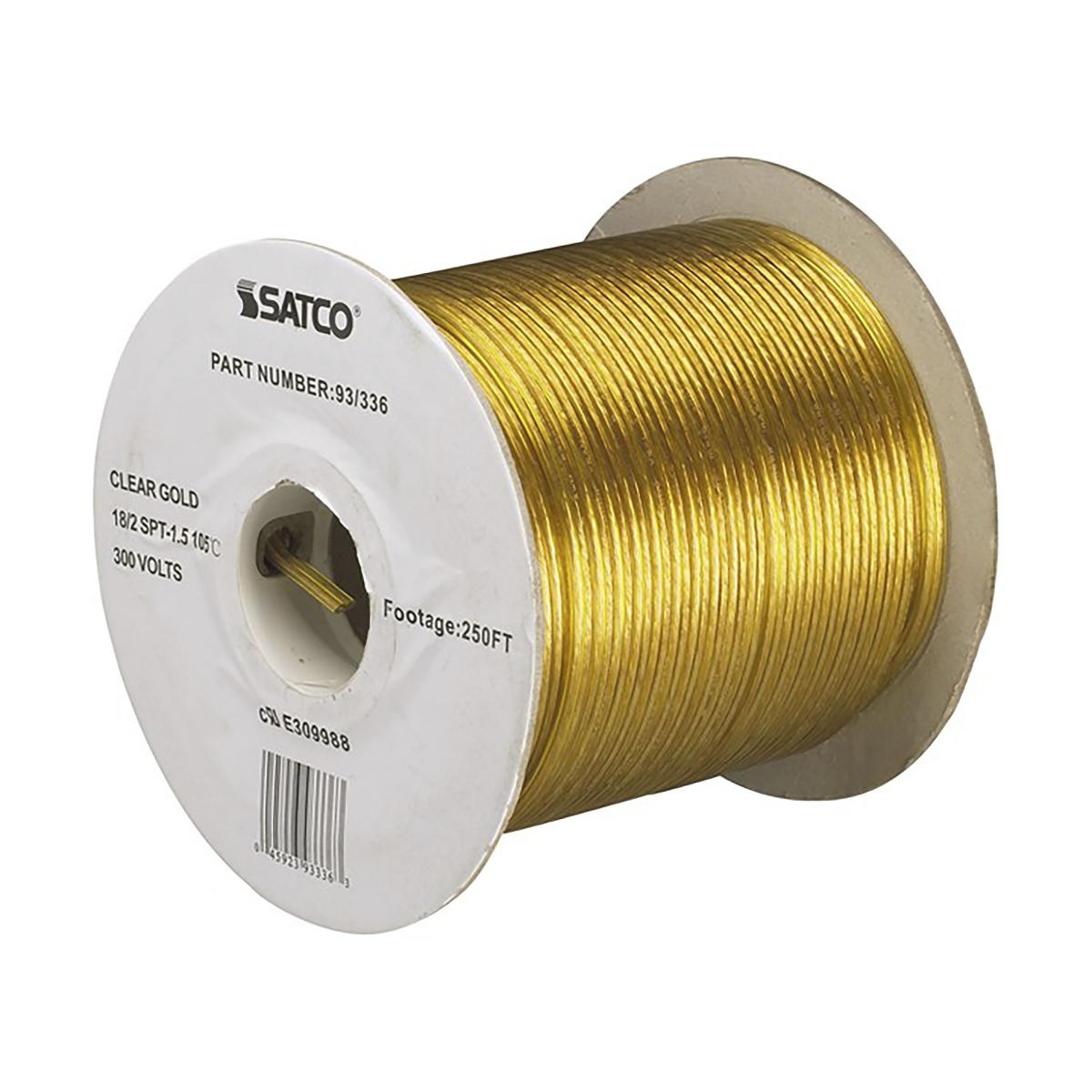 Satco 93-336 Lamp And Lighting Bulk Wire 18/2 SPT-1.5 105C 250 Foot/Spool Clear Gold