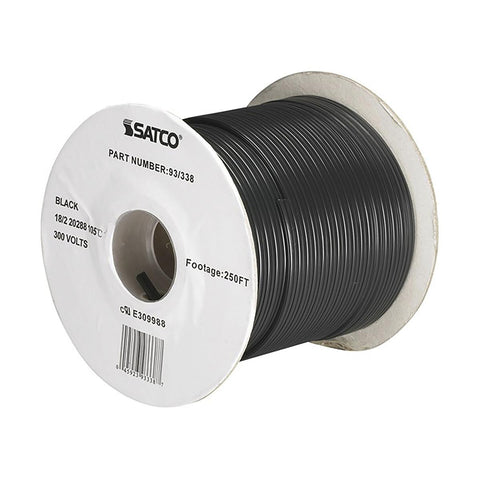 Satco 93-338 Lamp And Lighting Bulk Wire 18/2 SPT-1.5 105C 250 Foot/Spool Black
