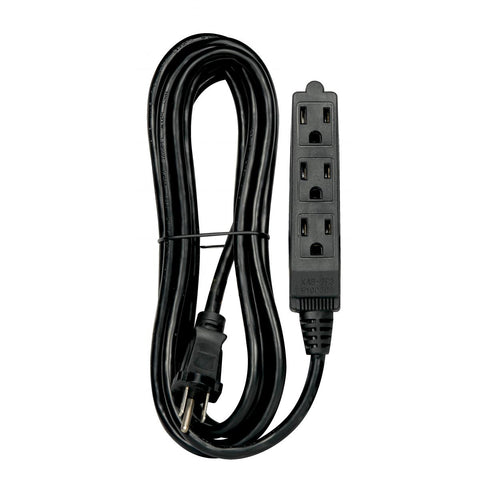 Satco 93-5056 12 Foot, 3 Wire, 3 Outlet Indoor Banana Extension Cord 16-3 SJT Black 13A-125V 1625W