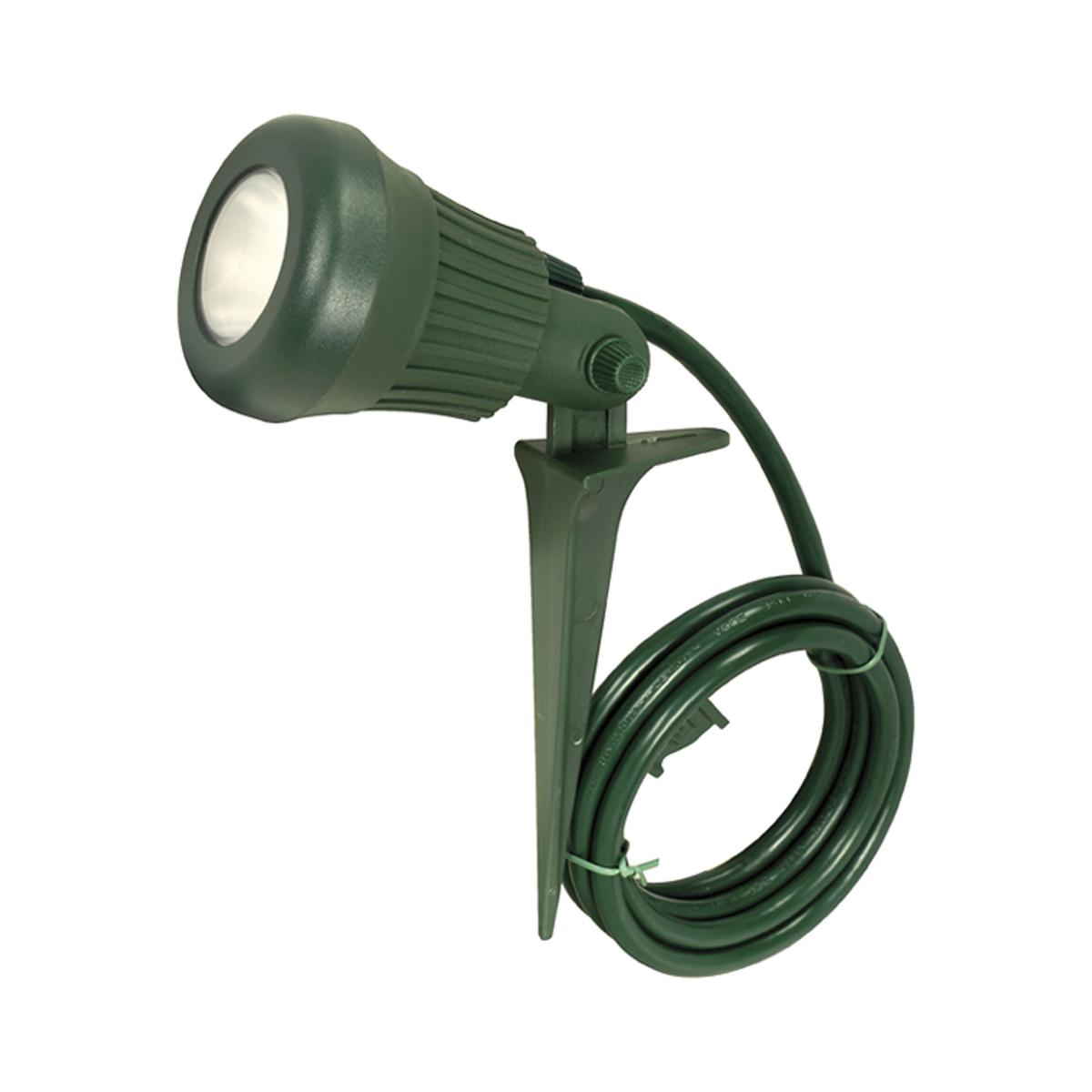 Satco 93-5058 6 Foot 3.4watt 5 LED Plastic Flood Light With Ground Stake And Plug Green Finish For Outdoor Use Head Pivots 180 Degrees