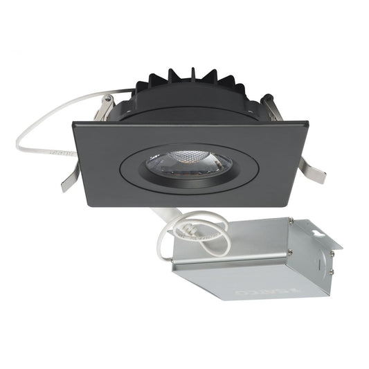Satco S11622 12 watt LED Direct Wire Downlight Gimbaled 4 inch 3000K 120 volt Dimmable Square Remote Driver Black