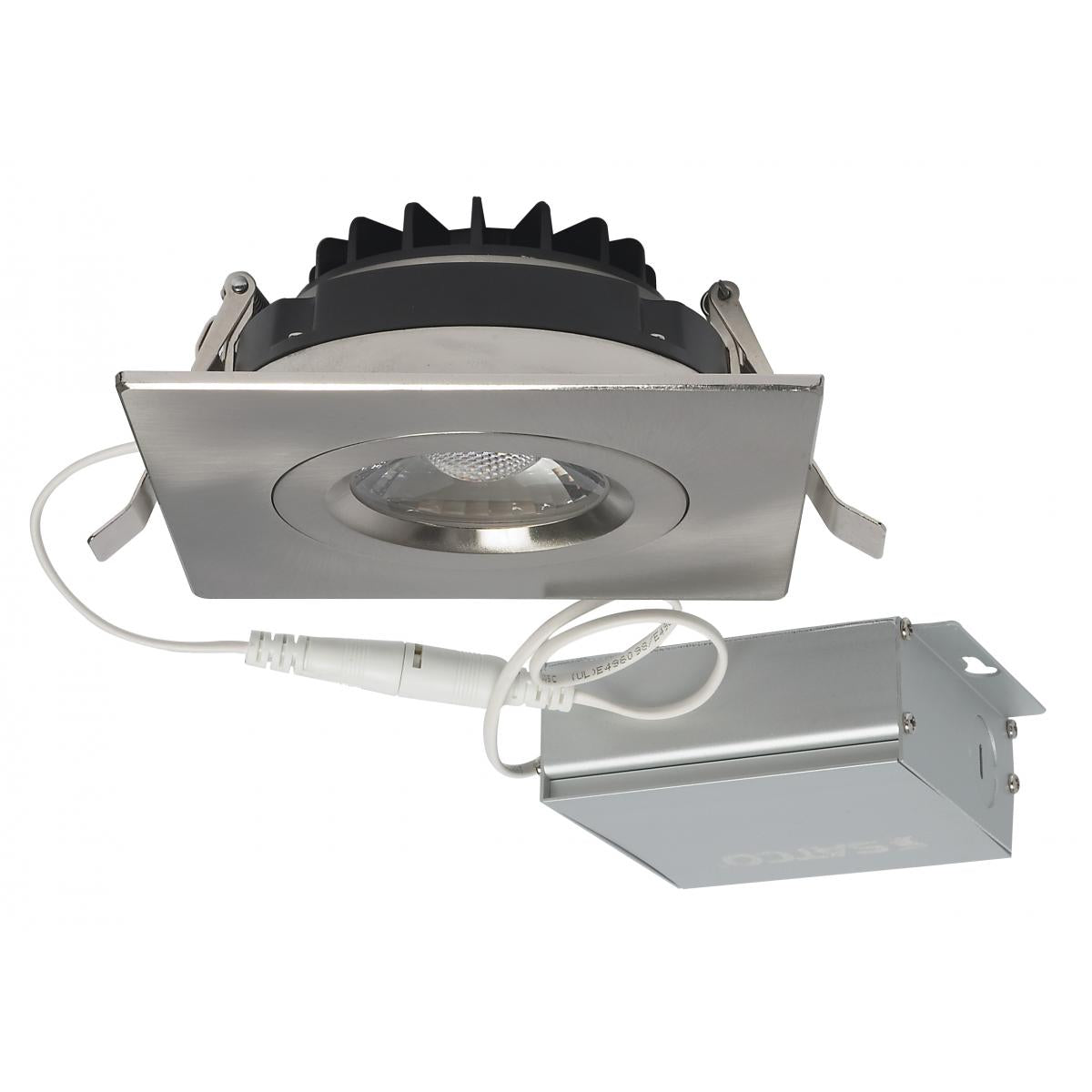 Satco S11623 12 watt LED Direct Wire Downlight Gimbaled 4 inch 3000K 120 volt Dimmable Square Remote Driver Brushed Nickel