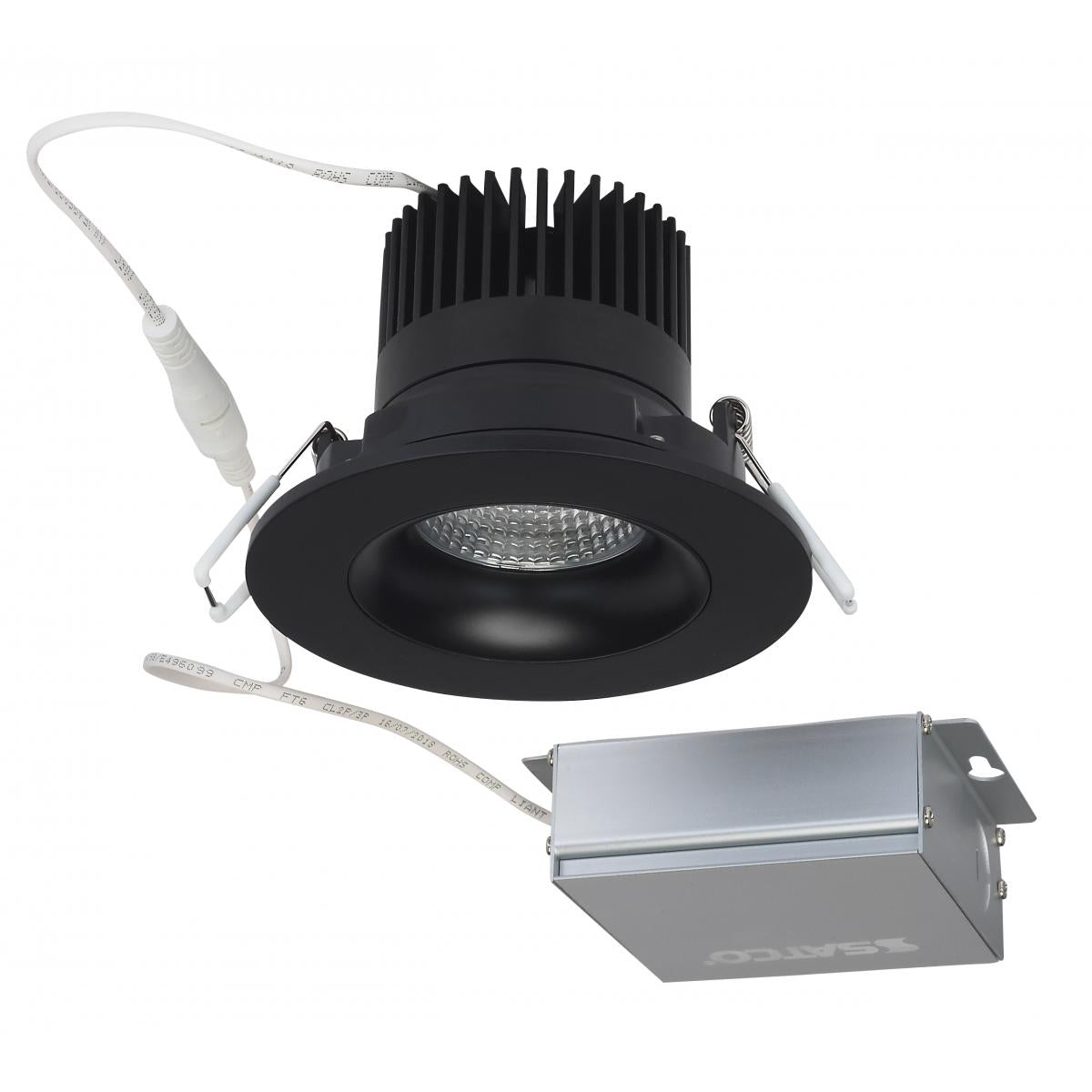 Satco S11625 12 watt LED Direct Wire Downlight Gimbaled 3.5 inch 3000K 120 volt Dimmable Round Remote Driver Black