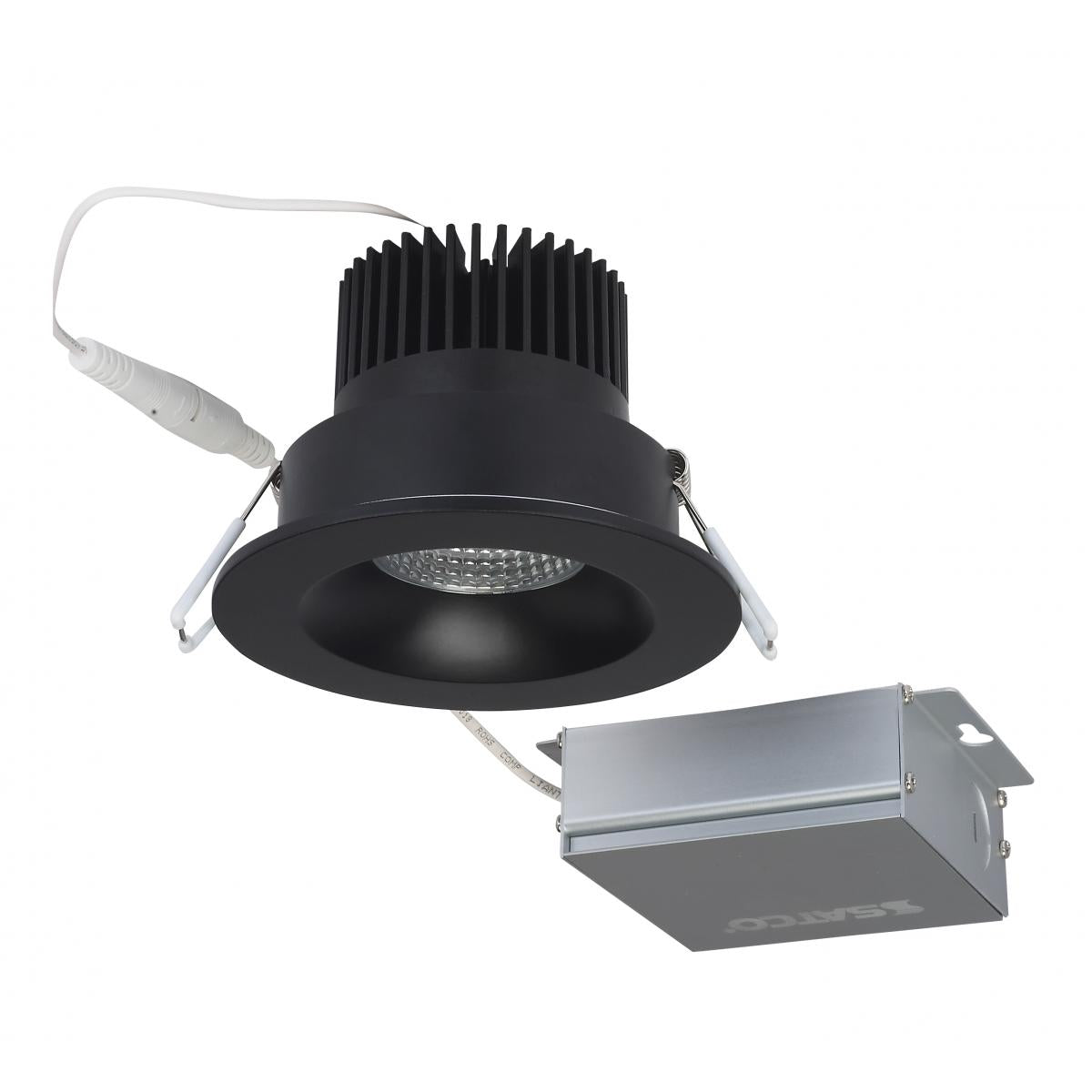 Satco S11631 12 watt LED Direct Wire Downlight 3.5 inch 3000K 120 volt Dimmable Round Remote Driver Black
