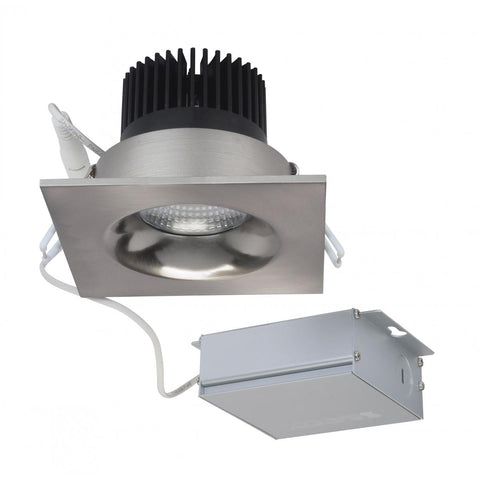Satco S11635 12 watt LED Direct Wire Downlight 3.5 inch 3000K 120 volt Dimmable Square Remote Driver Brushed Nickel