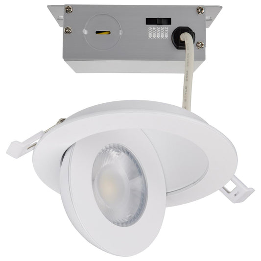 Satco S11840 9 Watt; CCT Selectable; LED Direct Wire Downlight; Gimbaled; 4 Inch Round; Remote Driver; White