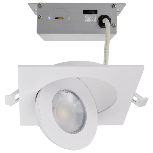 Satco S11841 9 Watt; CCT Selectable; LED Direct Wire Downlight; Gimbaled; 4 Inch Square; Remote Driver; White