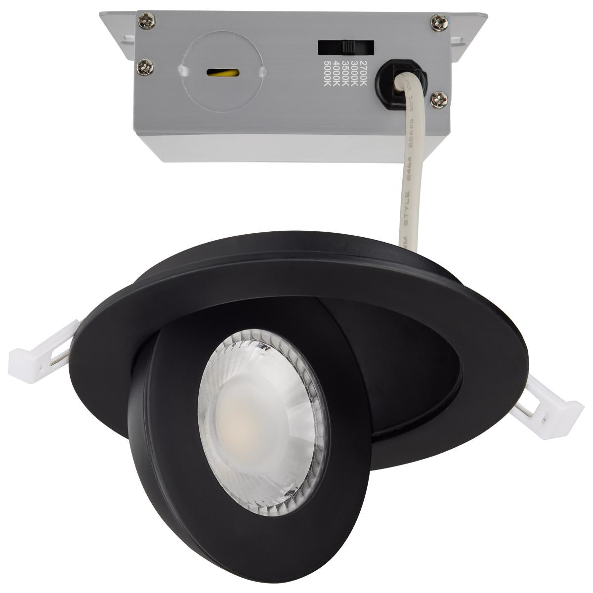 Satco S11842 9 Watt; CCT Selectable; LED Direct Wire Downlight; Gimbaled; 4 Inch Round; Remote Driver; Black