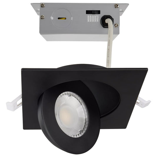 Satco S11843 9 Watt; CCT Selectable; LED Direct Wire Downlight; Gimbaled; 4 Inch Square; Remote Driver; Black