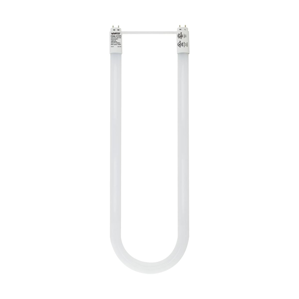 Satco S11972 13 Watt T8 U-Bend LED Medium bi-pin base 4000K Type A/B Ballast Dependent or Ballast Bypass Single or Double Ended Wiring