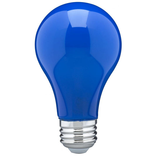Satco S14985 8 Watt A19 LED Ceramic Blue Medium base 360 deg. Beam Angle 120 Volt