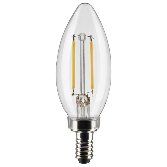 Satco S21264 4 Watt B11 LED; Clear; Candelabra base; 90 CRI; 2700K; 120 Volt