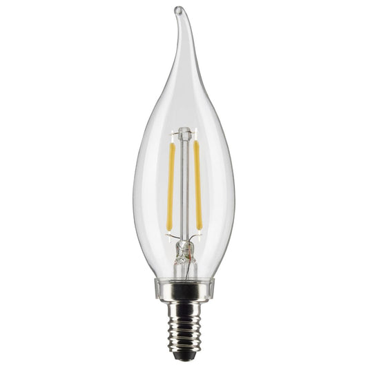 Satco S21296 4 Watt CA11 LED; Clear; Candelabra base; 90 CRI; 2700K; 120 Volt