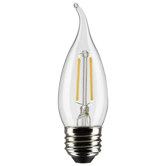 Satco S21312 4 Watt CA11 LED; Clear; Medium base; 90 CRI; 2700K; 120 Volt