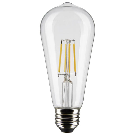 Satco S21365 8 Watt ST19 LED; Clear; Medium base; 90 CRI; 4000K; 120 Volt