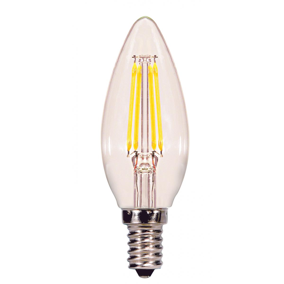 Replacement for Satco S21702 4.5 Watt B11 LED Clear Candelabra base 2700K 350 Lumens 120 Volt 2-Card - NOW S21819