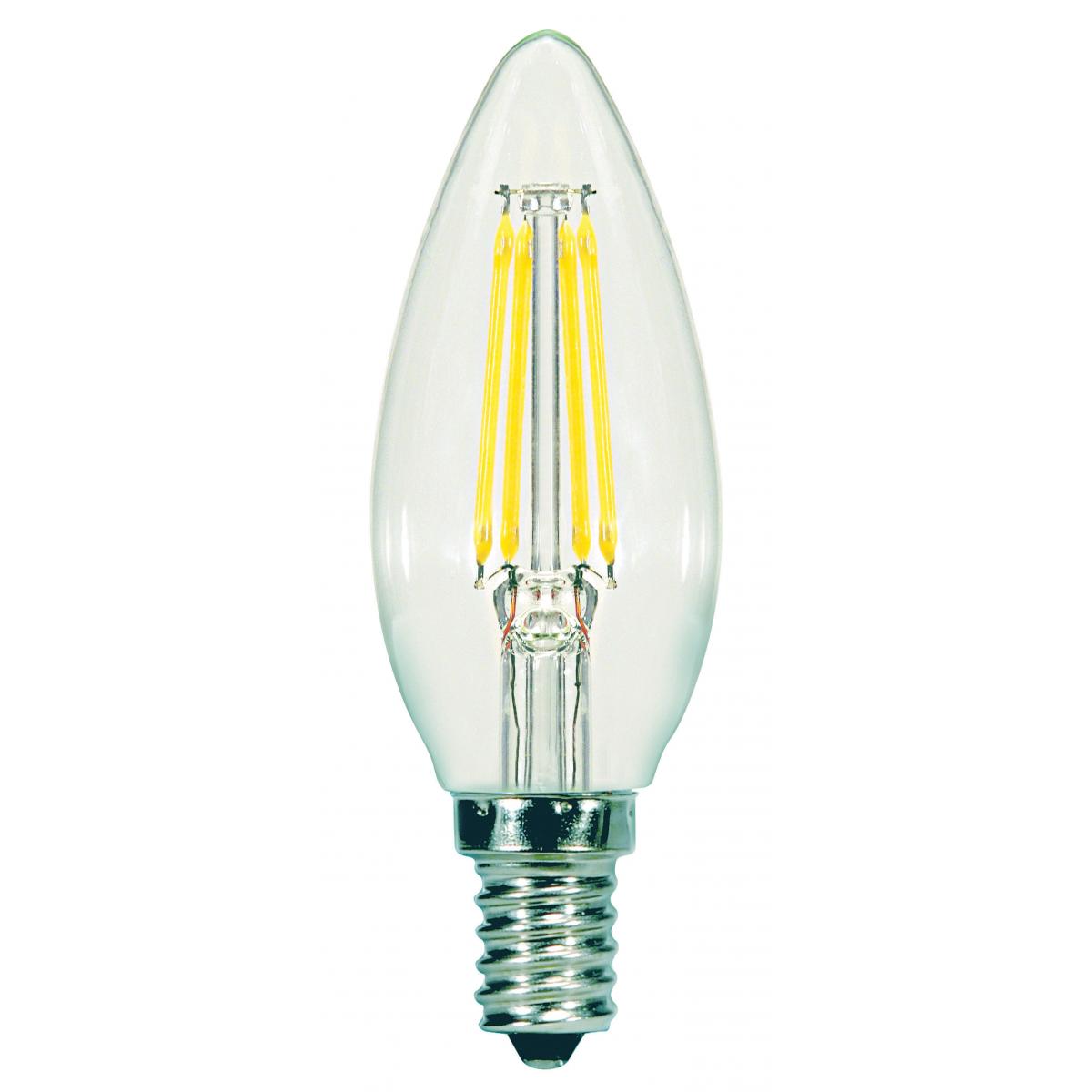 Replacement for Satco S21706 5.5 Watt B11 LED Clear Candelabra base 2700K 500 Lumens 120 Volt 2-Card - NOW S21827