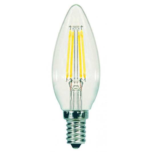 Replacement for Satco S21706 5.5 Watt B11 LED Clear Candelabra base 2700K 500 Lumens 120 Volt 2-Card - NOW S21827