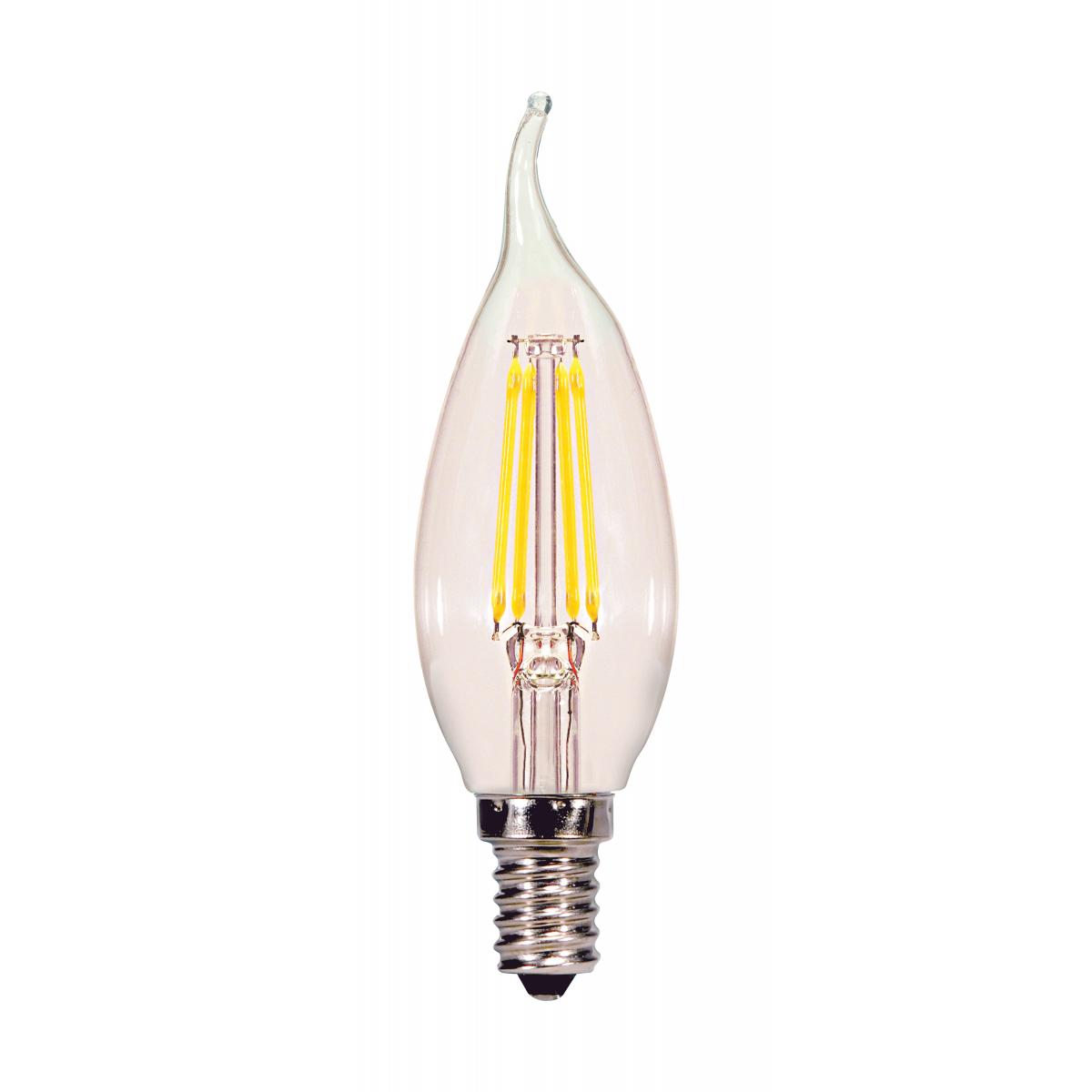 Replacement for Satco S21722 4.5 Watt CA10 LED Clear Candelabra base 5000K 120 Volt 2-Card - NOW S21842