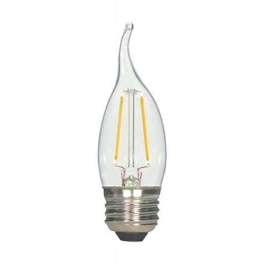 Replacement for Satco S21724 2.5 Watt CA10 LED Clear Medium base 2700K 120 Volt 2-Card - NOW S21848