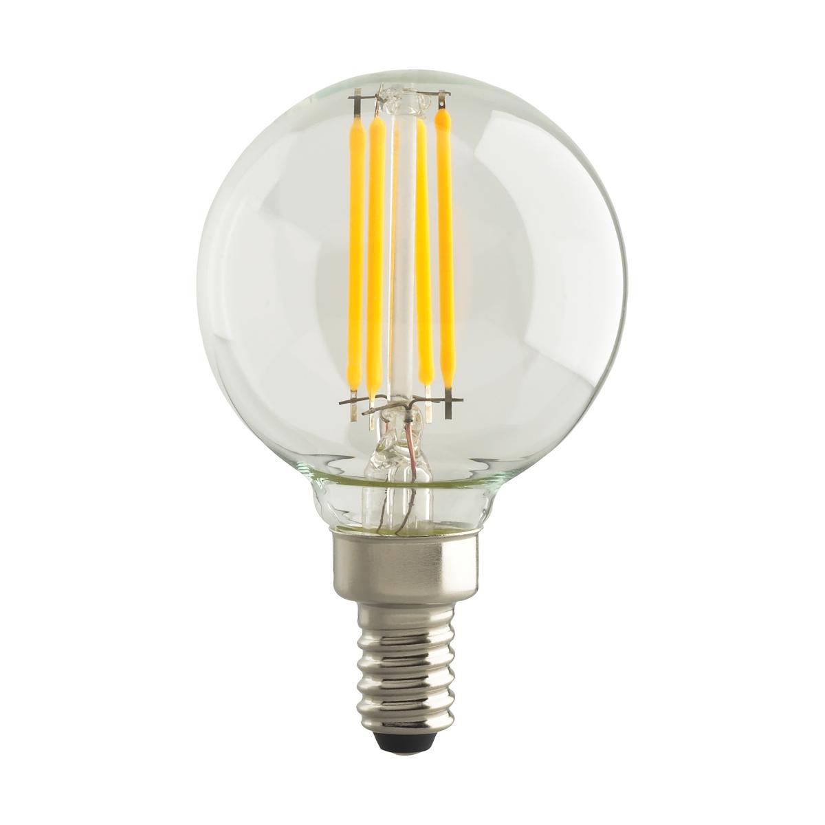 Replacment for Satco S21736 5.5 Watt G16 1/2 LED Clear Candelabra E12 base 2700K 120 Volt 2-Card - NOW S21813