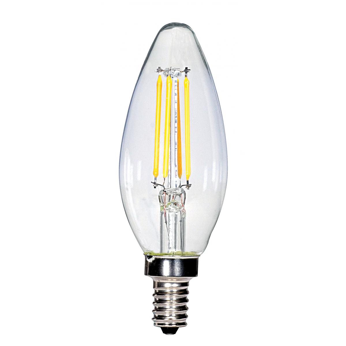 Satco S28613 4 Watt C11 LED Clear Candelabra base 2700K 350 Lumens 120 Volt Carded