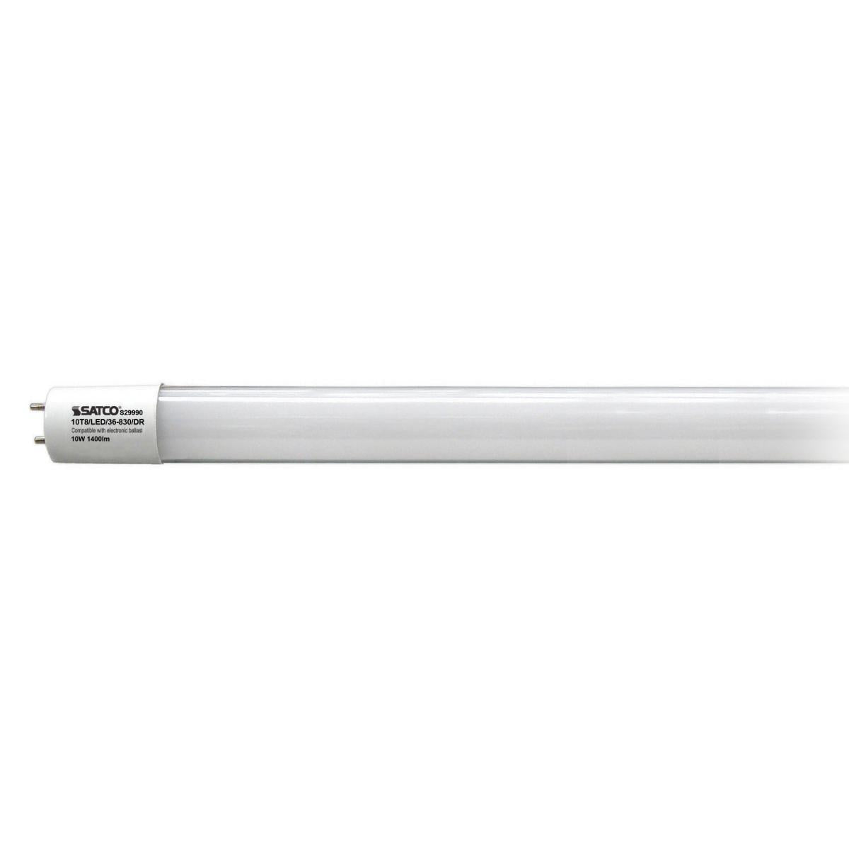 Replacement for Satco S29990 10 Watt T8 LED 3000K Medium Bi Pin base 50000 hours 1400 Lumens Type A Ballast dependent