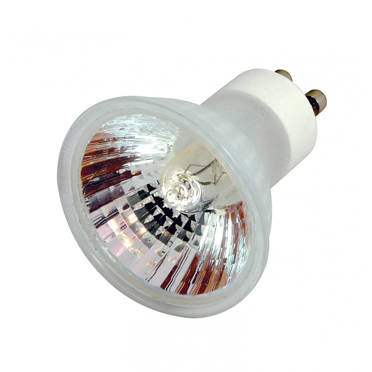 Satco S3519 50 Watt JDR Clear Halogen Flood Split reflector Back Light 2000 Average hours GU10 base 120 Volt