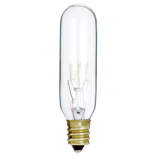Satco S3714 25 Watt Incandescent T6 Clear 2000 Average rated hours 180 Lumens Candelabra base 120 Volt Carded