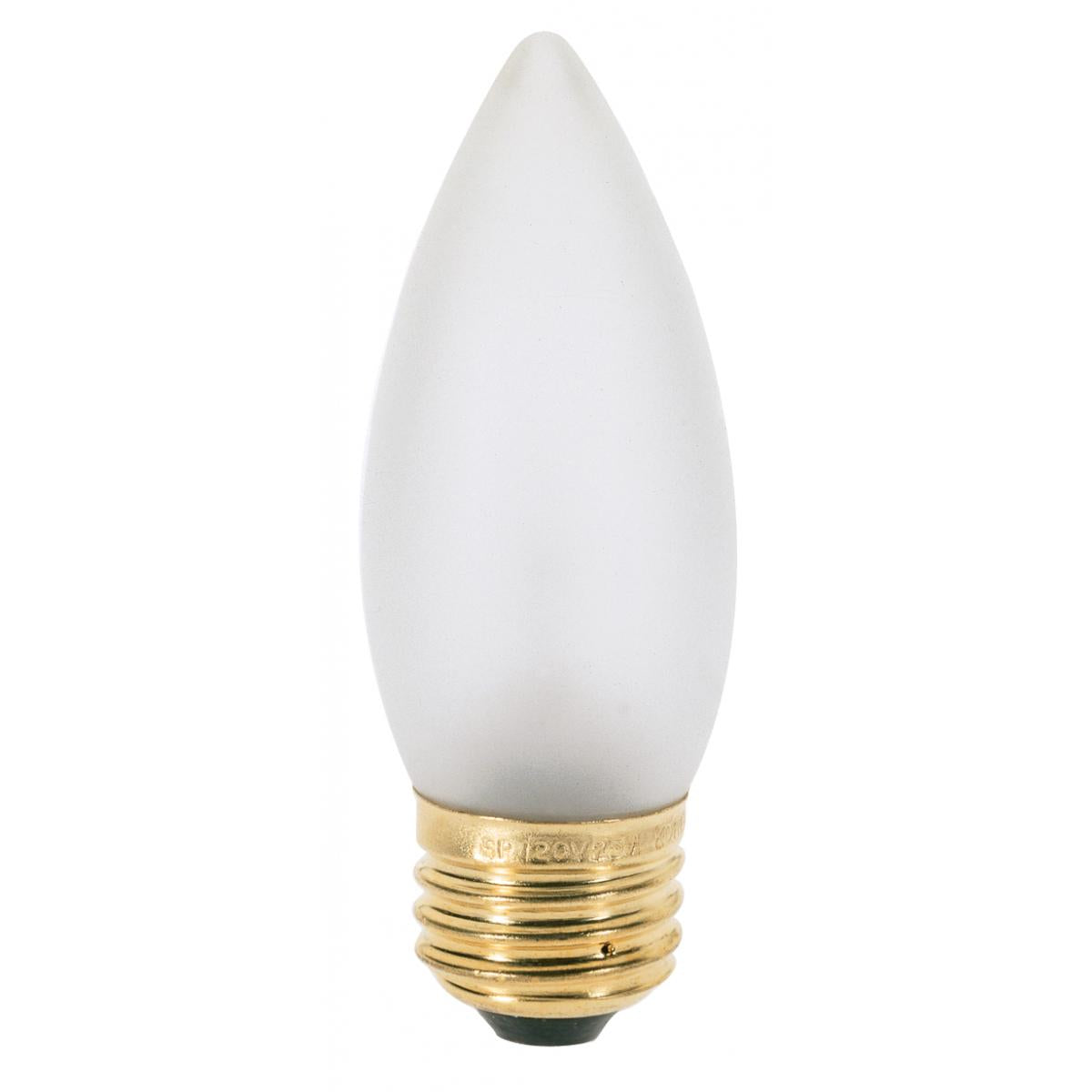 Satco S4742 40 Watt B10 Incandescent Frost 2000 Average rated hours 300 Lumens Medium base 120 Volt 2-Card