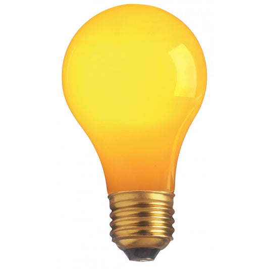 Satco S4987 60A/Y 60 Watt Opaque Yellow A19 130 Volt