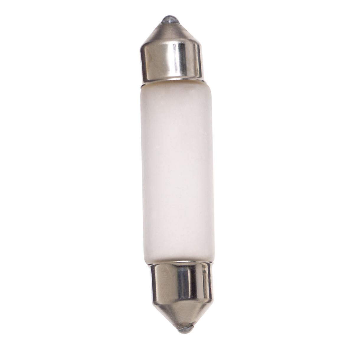Satco S6990 X10T3.25-F 10 Watt miniature T3 1/4 Frost 20000 Average rated hours 120 Lumens Festoon base 12 Volt