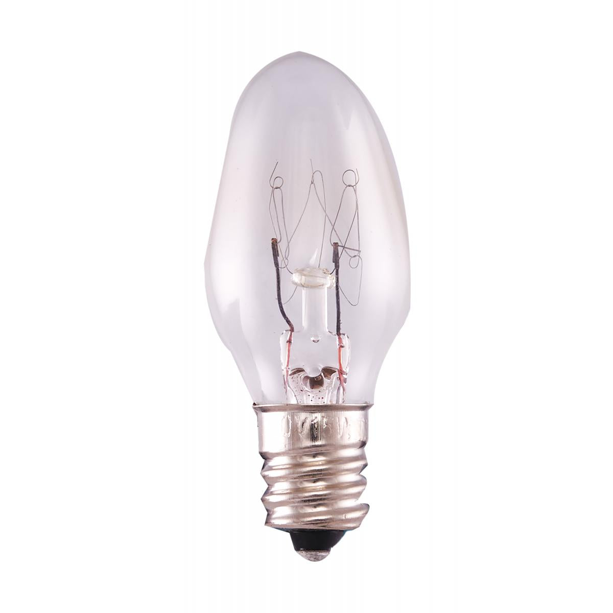 Satco S7714 15C7 15 Watt C7 Night Light & Holiday Lamp Candelabra Base 120 Volt