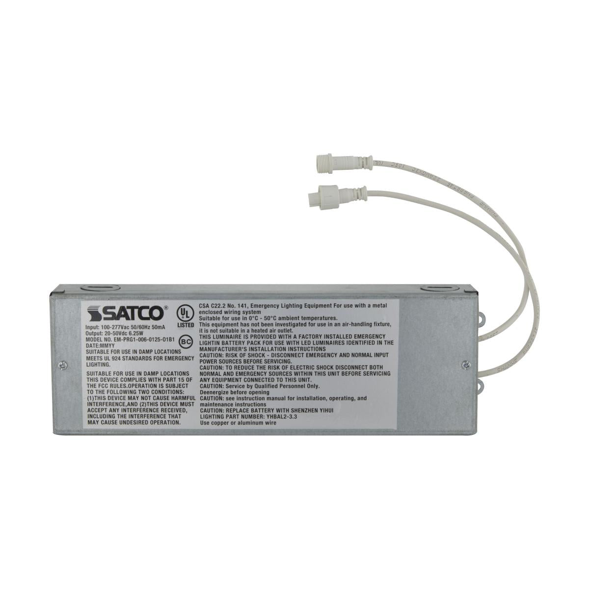 Satco S8003 6 Watt 90 Minute 100-277 Volt LED Emergency Backup Driver For use with 4/6/8 or 10 Inch CDL