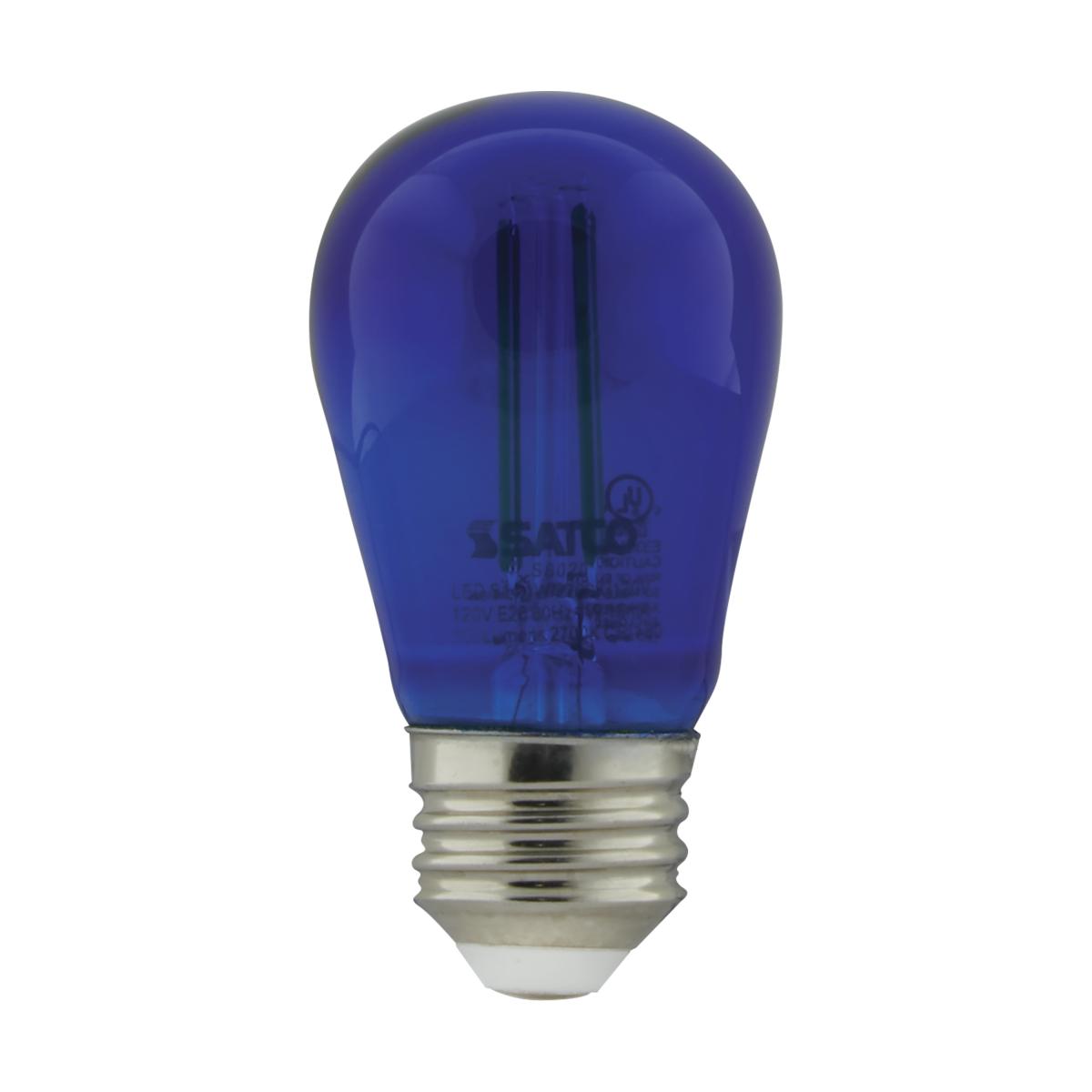 Satco S8023 1W/LED/S14/BLUE/120V/ND/4PK 1 Watt S14 LED Filament Blue Transparent Glass Bulb E26 Base 120 Volt Non-Dimmable Pack of 4