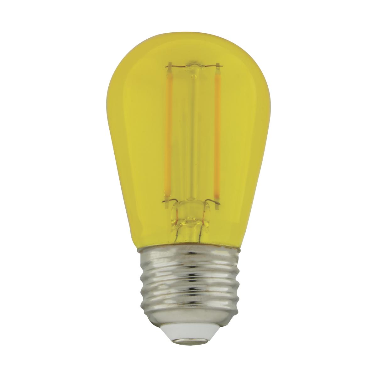 Satco S8025 1W/LED/S14/YELLOW/120V/ND/4PK 1 Watt S14 LED Filament Yellow Transparent Glass Bulb E26 Base 120 Volt Non-Dimmable Pack of 4