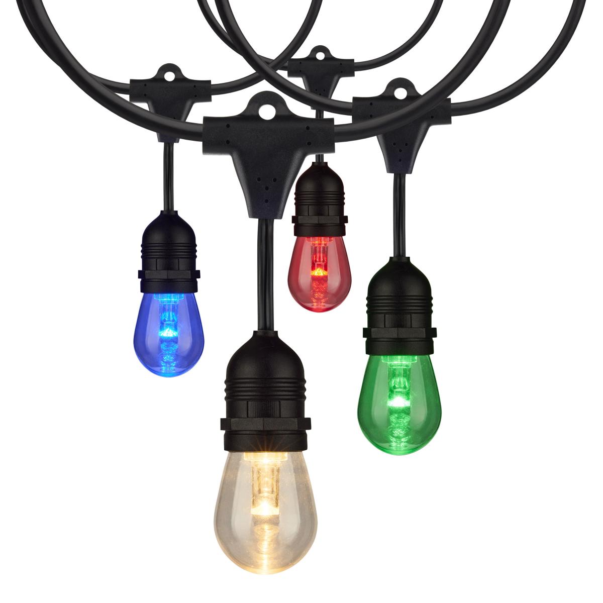 Satco S8033 48FT/LED/SL/S14/IRR/RGBW/12 48Ft; LED String Light; 15-S14 lamps; 12 Volts; RGBW with Infrared Remote