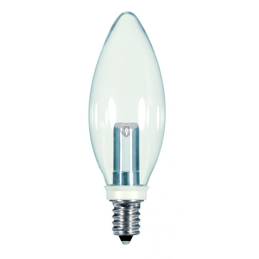 Satco S9152 1W CTC/LED/120V/CD 1 Watt LED BA9 1/2 Clear 2700K Candelabra base 120 Volt Carded