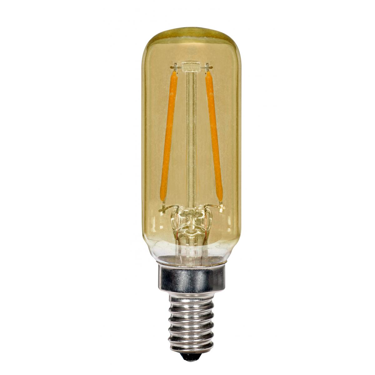 Satco S9873 2.5T6/LED/AMB/20K/E12/120V 2.5 Watt T6 LED Amber Candelabra base 2000K 150 Lumens 120 Volt